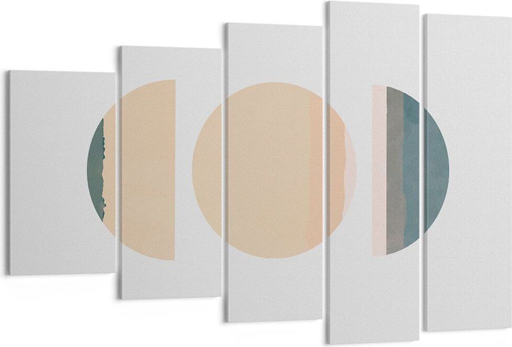Bild auf Leinwand - Leinwandbild - 5 Teile - Abstraktion Rad Halbkreis - 150x100cm - Wand Bild - Wanddeko - Wandbilder - Leinwanddruck - Bilder - W...