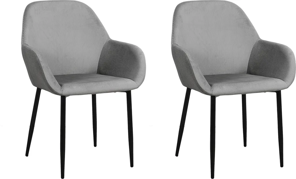 Fauteuil Giulia Gris Foncé Velours Côtelé Confortable et Robuste - x2