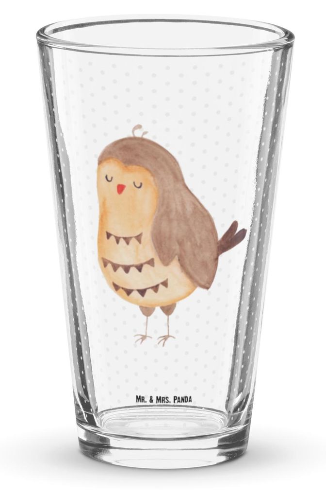 Mr. & Mrs. Panda Glas Eule Zufrieden - Transparent - Geschenk, Trinkglas, glücklich, Wasserglas, Owl, Romantisch, Liebe Spruch, Cocktailglas, Hoch...
