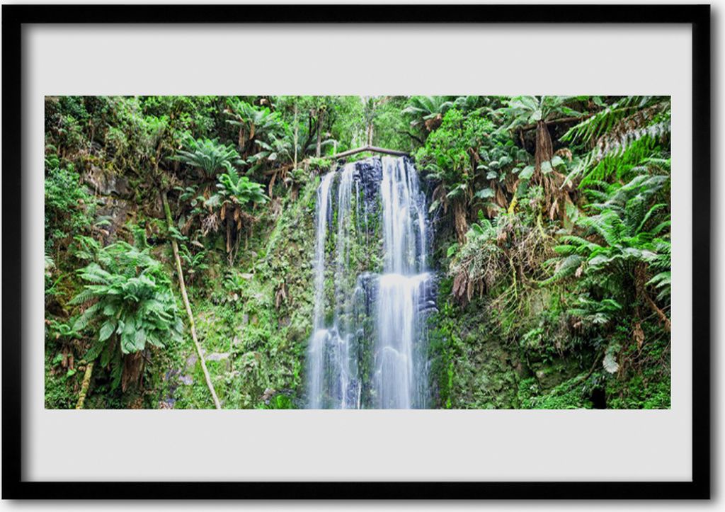 Bild 100x70 MDF-Rahmen Wandkunst Wasserfall Bäume Natur