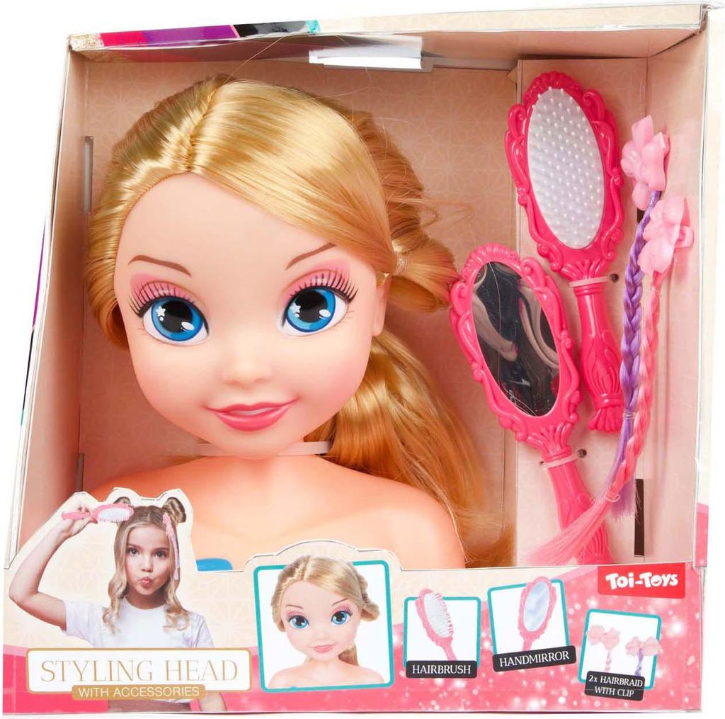Toi-Toys LAUREN Styling-Kopf für Mädchen – Frisierkopf mit Bürste & Spiegel