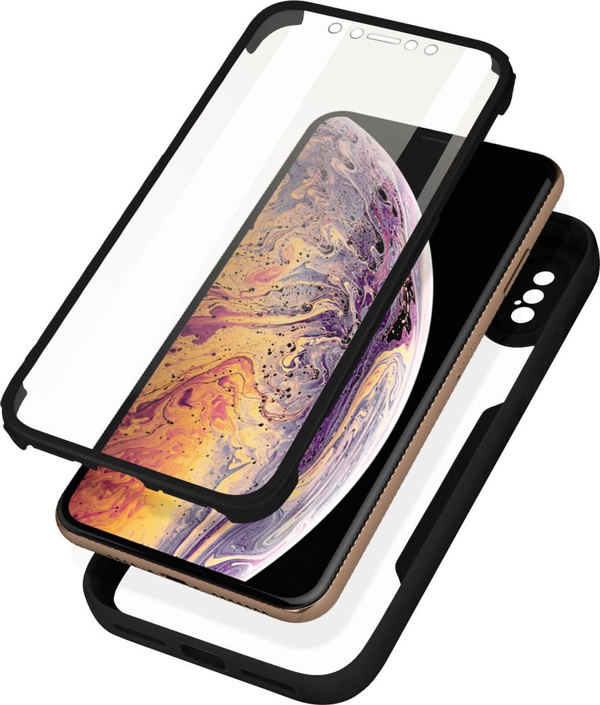 iPhone XS Max stoßfeste Hülle, harte Rückseite + Silikonumrandung – schwarz
