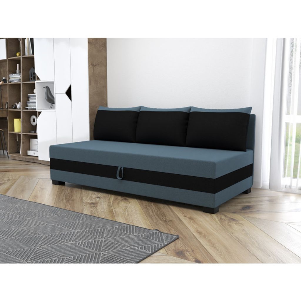 Einzelbett mit Polsterung 80x195 MIRRY BIZ 2 - blaugrau / schwarz