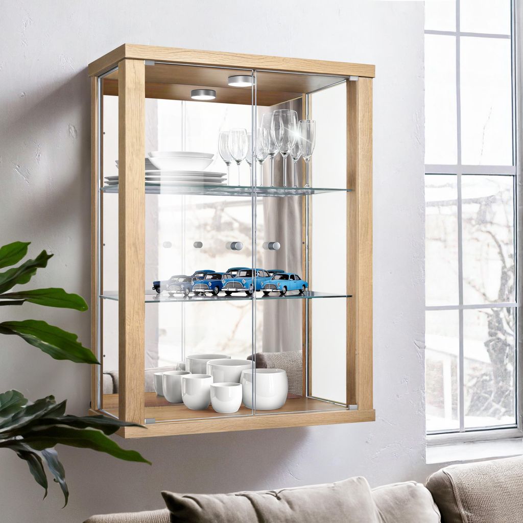 K-Möbel Vetrina sospesa in faggio (80x60x25 cm) con 2 Immagine del prodotto 