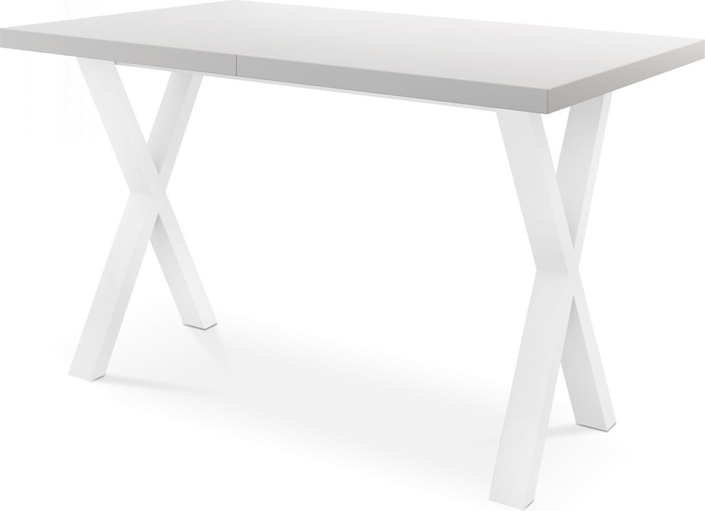 Rechteckiger Ausziehbarer Esstisch - Großer Modern-Stil Tisch mit Weißen Metallbeinen 120 140 160 cm bis 220 240 260 cm - Spacesaver - 140 x 80 c...