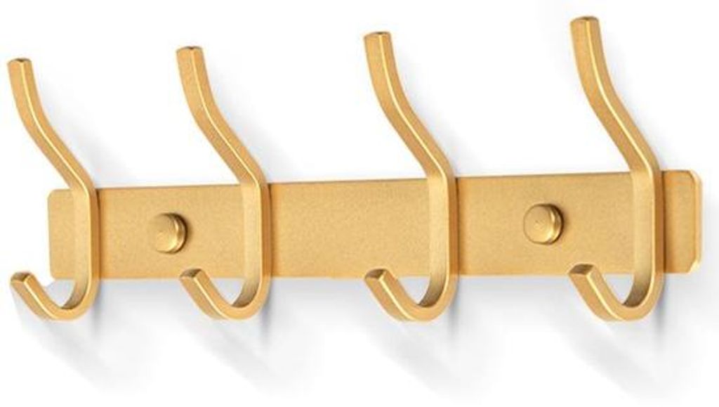 Gelüste Wandhalter für Schlafzimmer, Badezimmer, Küche, Rostfreier Stahl, 4 Haken, Goldfarben