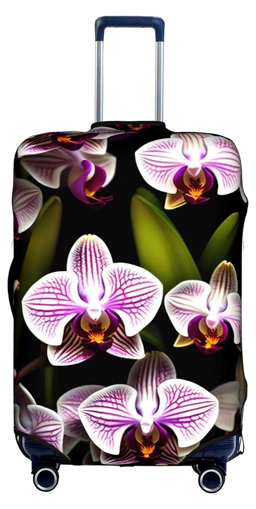Gepäckabdeckung mit Orchideen-Druck, elastische Kofferabdeckung, Schutz, für 45,7 - 81,3 cm (18-32 Zoll) Gepäck, Weiss/opulenter Garten, X-Large