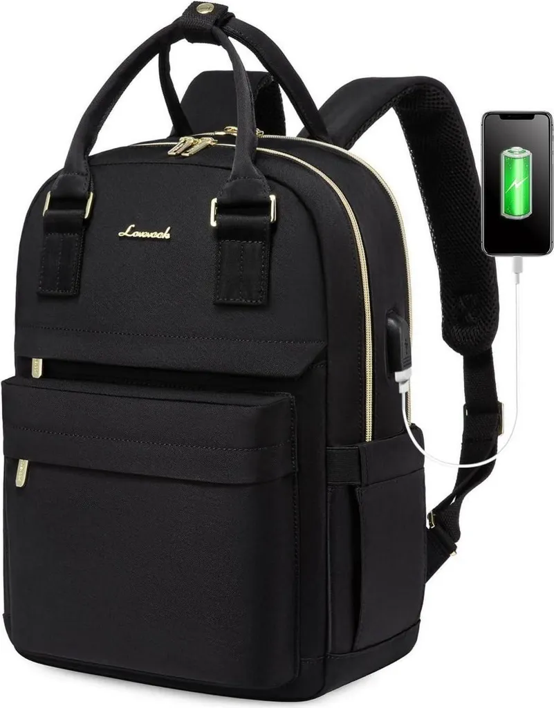 Sac à dos Ordinateur 14 Pouces Noir Étanche avec Rangement Optimisé