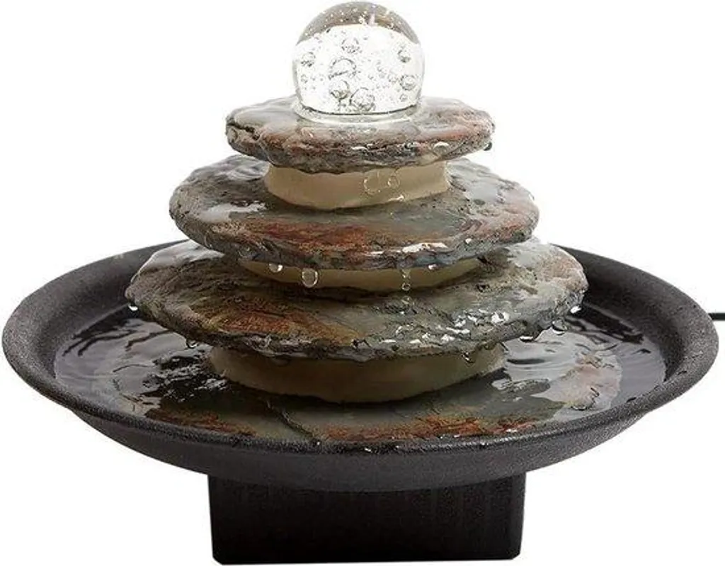 Fontaine Zen Cascading Feng Shui avec Éclairage LED Intérieur - 20 cm
