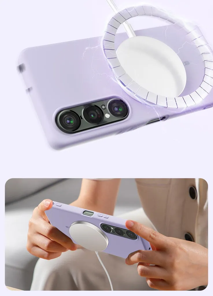 Cover Sony Xperia 1 V MagSafe Antiurto: Silicone Rosa Resistente - 4