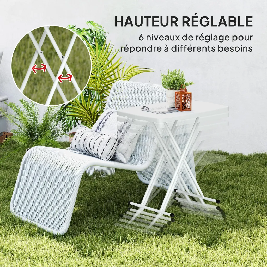 Table pliante gain de place réglable : la solution balcon et terrasse