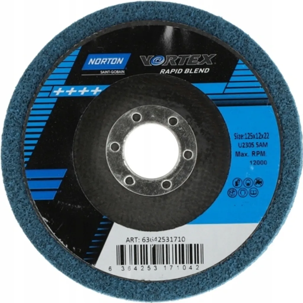 Disque de finition fibre 125 mm Norton Rapid Vortex 3AM grain moyen