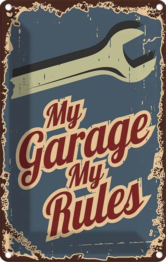 vianmo Blechschild 30x20 cm My garage rules Dekoration