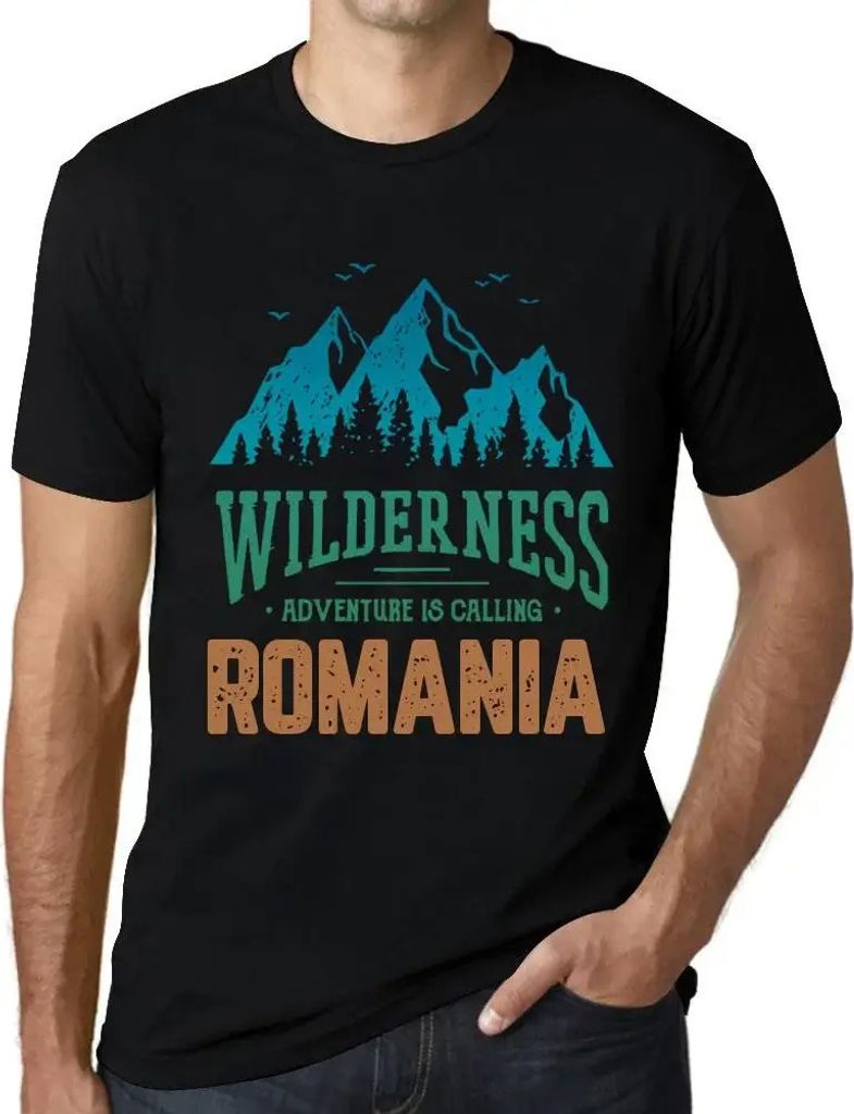 Herren Grafik T-Shirt Die Wildnis das Abenteuer ruft in Rumänien – Wilderness, Adventure Is Calling Romania – Öko-Verantwortlich Vintage Jahr...