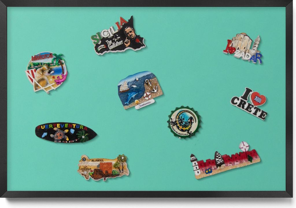 Magnettafel 60x40 cm – Schwarzer Rahmen – Farbe Mint – Magnetische Tafel, Weißwandtafel – Flur, Wandmontage