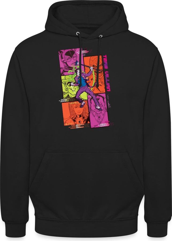 Spreadshirt Batman Team Villain Mit Joker Und Comic-Panels Uni Hoodie, M, Schwarz