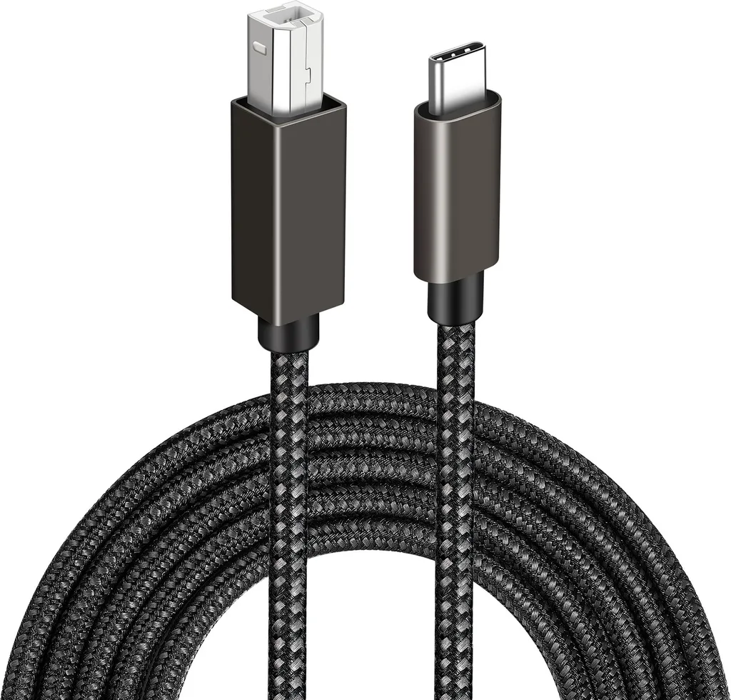 Cavo Stampante USB-C a USB-B 2m Nero | Cavo Dati per MacBook e HP