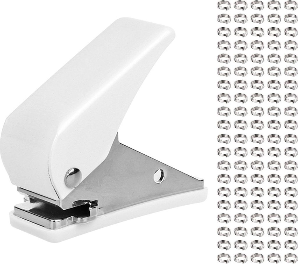 1 Set Dart Wing Puncher mit 50/100 Stück Metallfederring, professionelles tragbares manuelles Dart Flight Hole Punch Tool, Dart-Zubehör