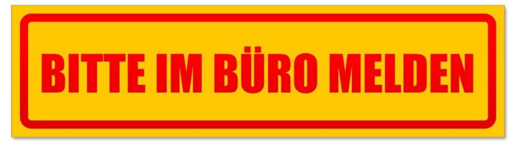 Kiwistar - Autoaufkleber - Rot - 30 x 8 cm - Bitte im Büro melden invertiert - Hinweis Aufkleber Sticker für Auto, Kfz, Fahrrad, PKW, LKW