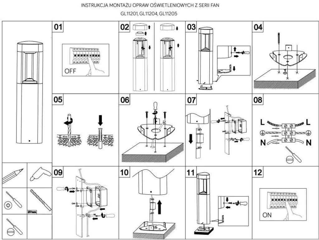 Borne d'éclairage étanche IP54 pour jardin résistant aux intempéries - 7