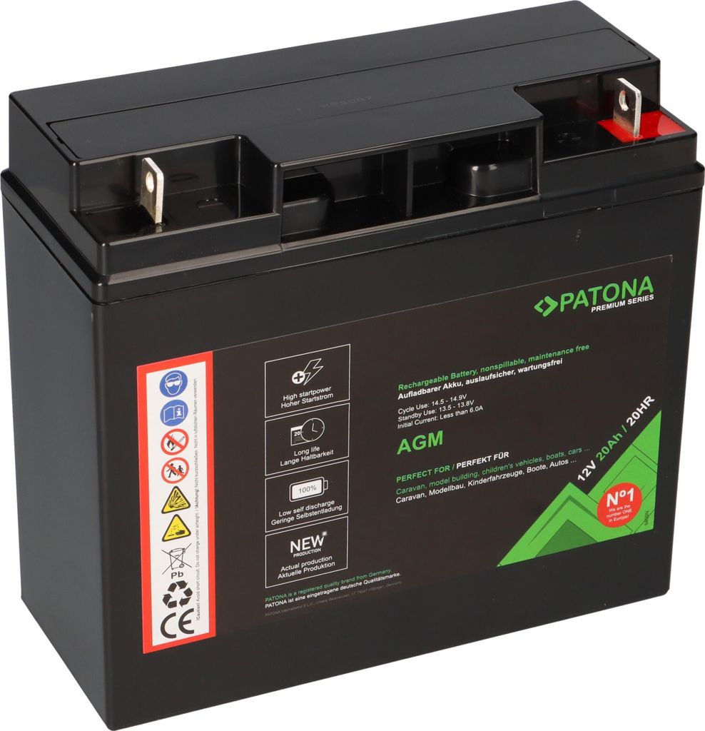 PATONA Premium AGM Blei Akku 12V 20Ah 20HR 1800 Zyklen