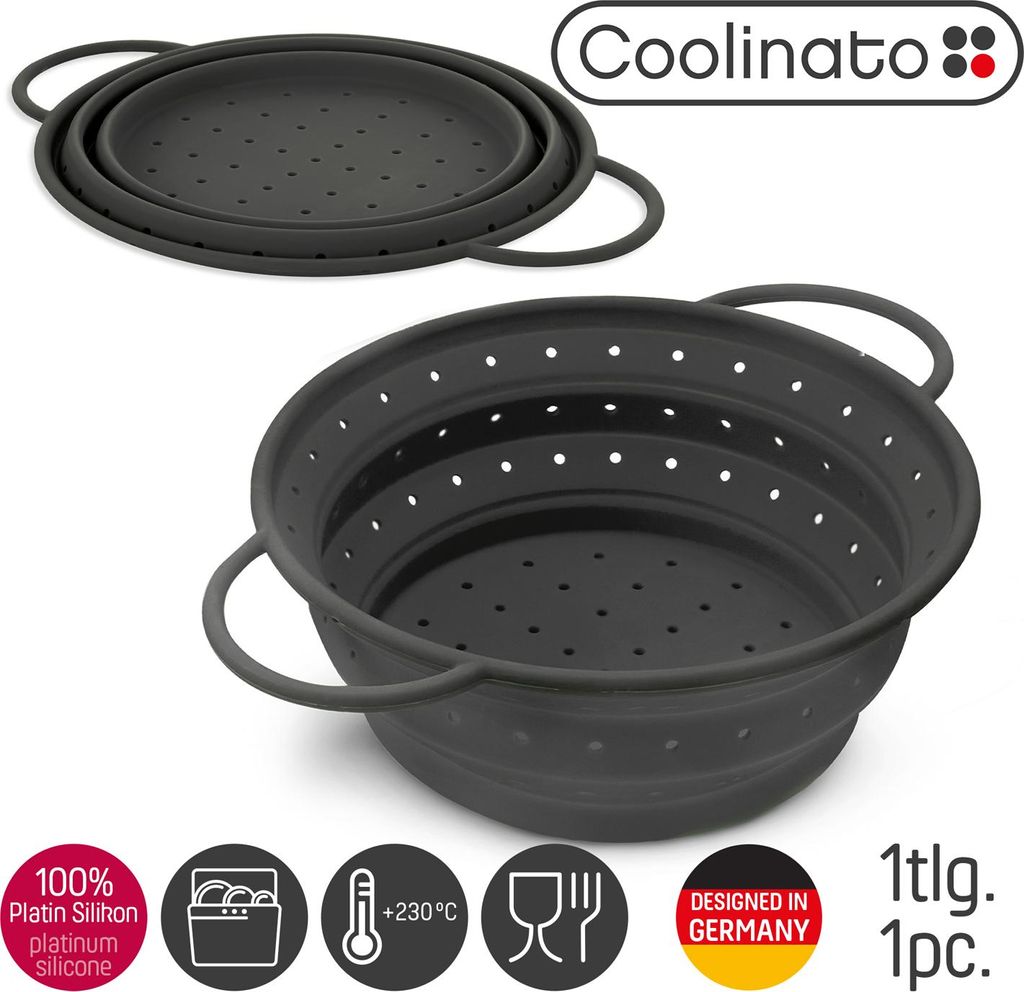 Coolinato setaccio pieghevole in platino e silicone 24 cm Immagine del prodotto 