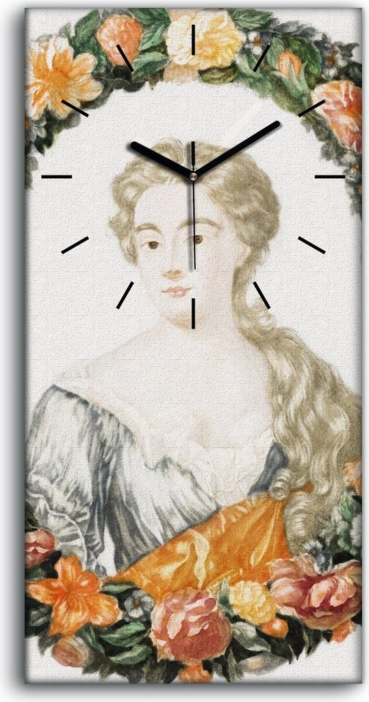 Wandbild Leinwand Bilder mit Uhr 30x60 Zeichnen Blumen Porträt Frauen Kunst - schwarze Hände
