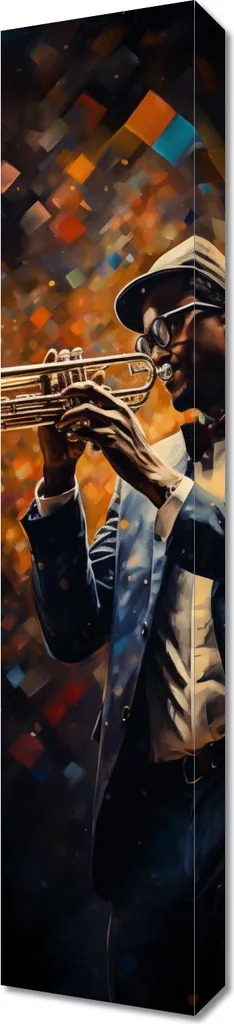 Toile Panoramique 20x90 cm Symphonie Trompette - Déco Jazz Art