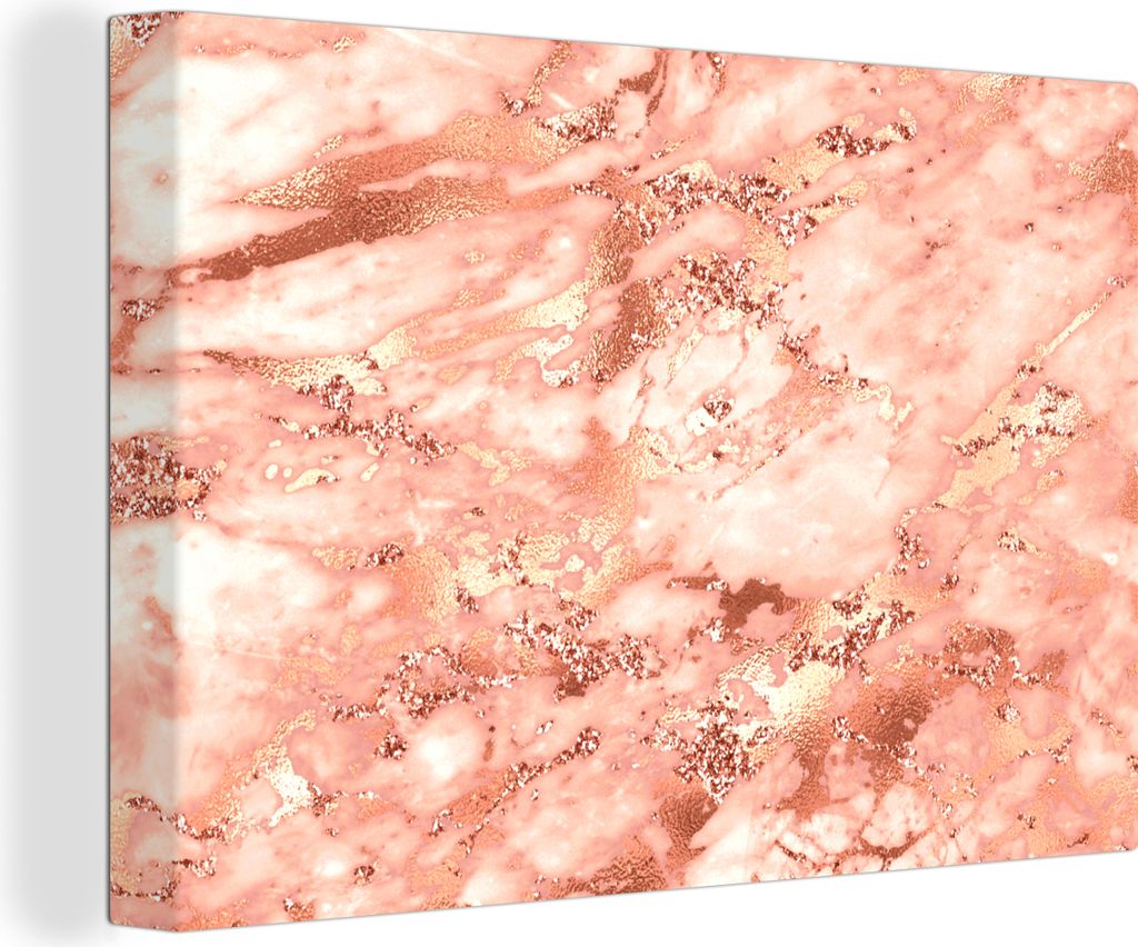 OneMillionCanvasses - Leinwandbilder - 150x100 cm, Marmor - Glitzer - Roségold, Wandbilder Kunstdruck Wanddekoration - Foto auf Leinwand - Gemä...