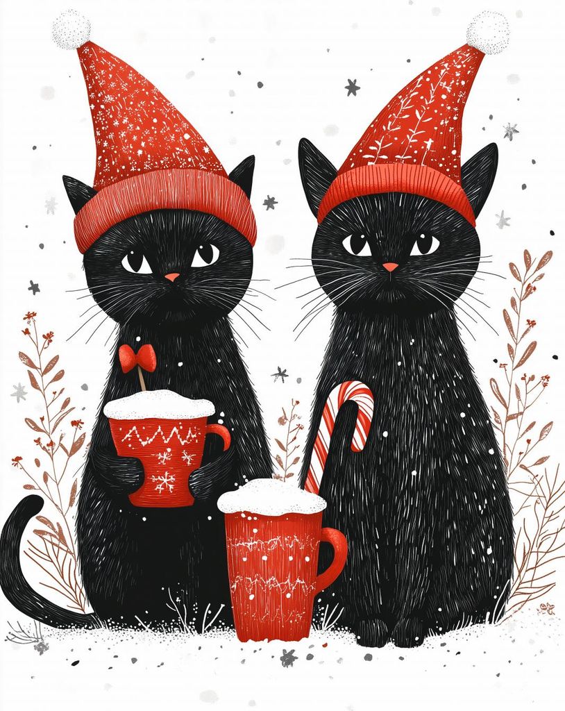 Poster 13x18cm Kätzchen Weihnachtswinter Weihnachten Feiertage
