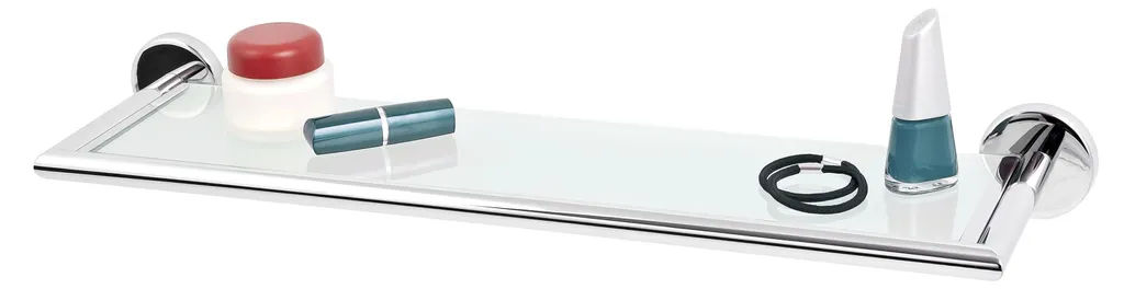 Étagère en verre avec cadre anti-chute en inox pour salle de bain chic