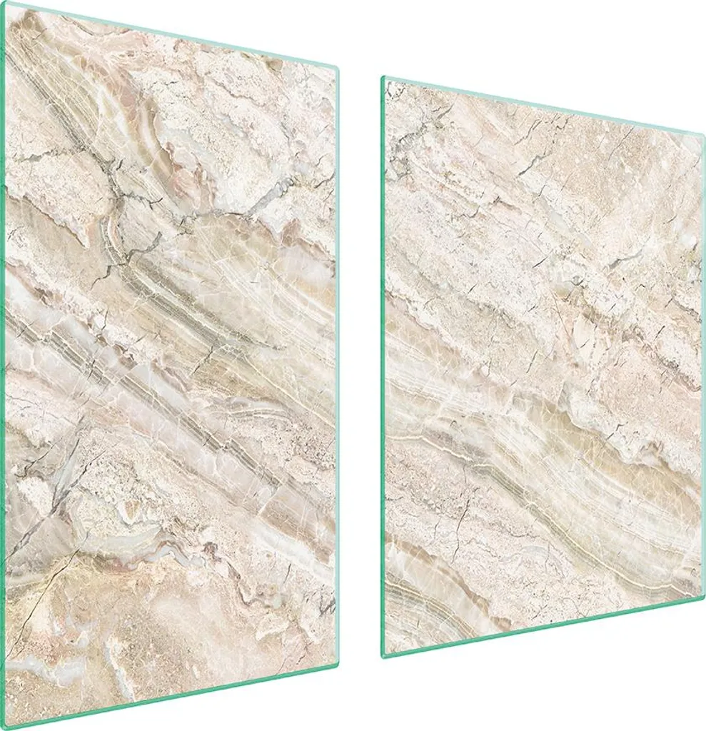Piastre Copri Fornelli 2 Pezzi 100x52 Vetro Marmo Beige | Top Cucina
