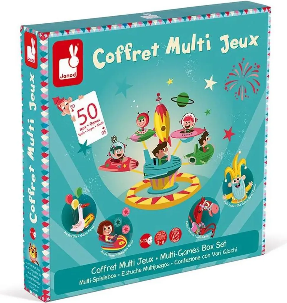 Jeux Classiques pour Famille Coffret Multi Jeux Carrousel Janod J02742