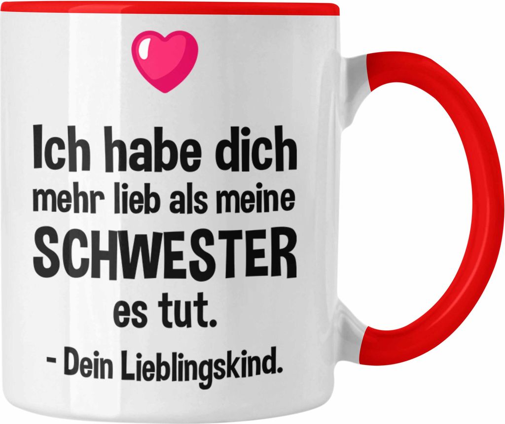 Trendation - Lieblingskind Muttertag Vatertag Tasse Geschenk Kinder Sohn Tochter Mama Tasse mit Spruch (Rot)