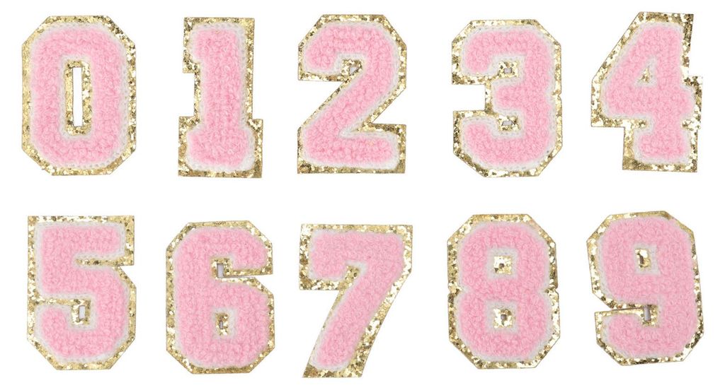 10 Stück rosa Zahlenaufnäher 0 bis 9, wunderschönes Rosa, leicht aufzubügeln, vielseitig einsetzbar zum Aufbügeln für Jacken, Hemden und Schuhe