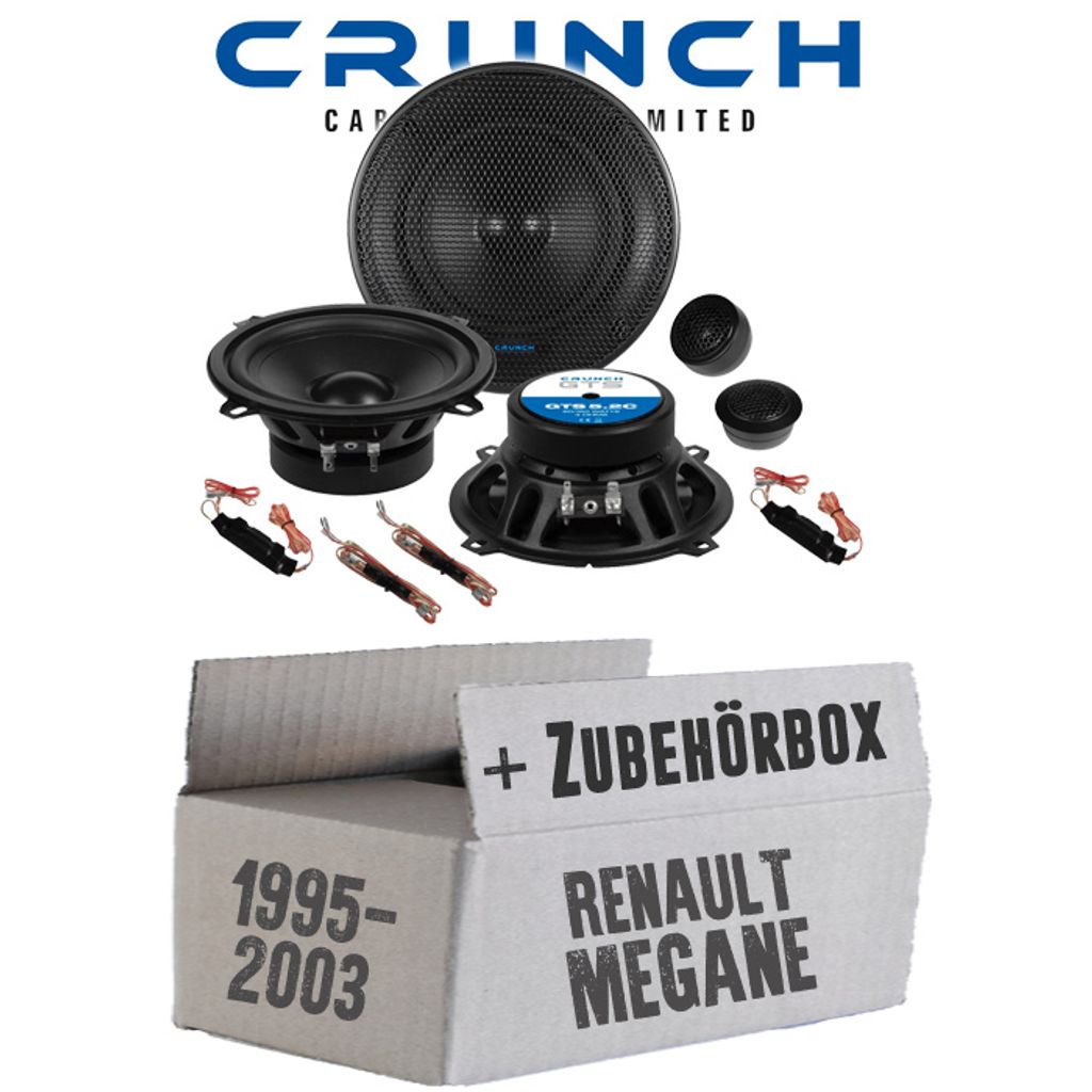 Lautsprecher Boxen Crunch GTS5.2C - 13cm 2-Wege System GTS 5.2C Auto Einbauzubehör - Einbauset passend für Renault Megane 1 - justSOUND