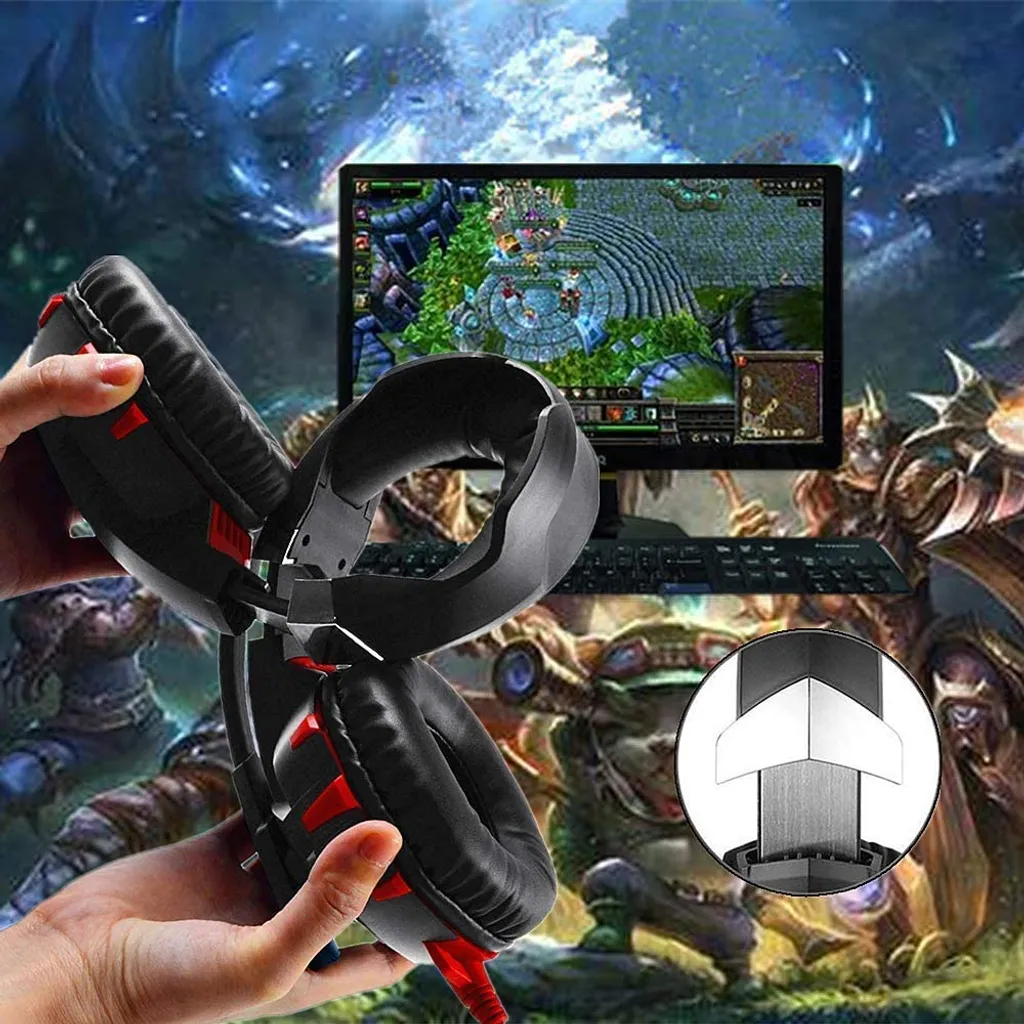 Casque Gaming Stéréo LED Rouge K2A Son Immersif avec Micro Antibruit PC - 5