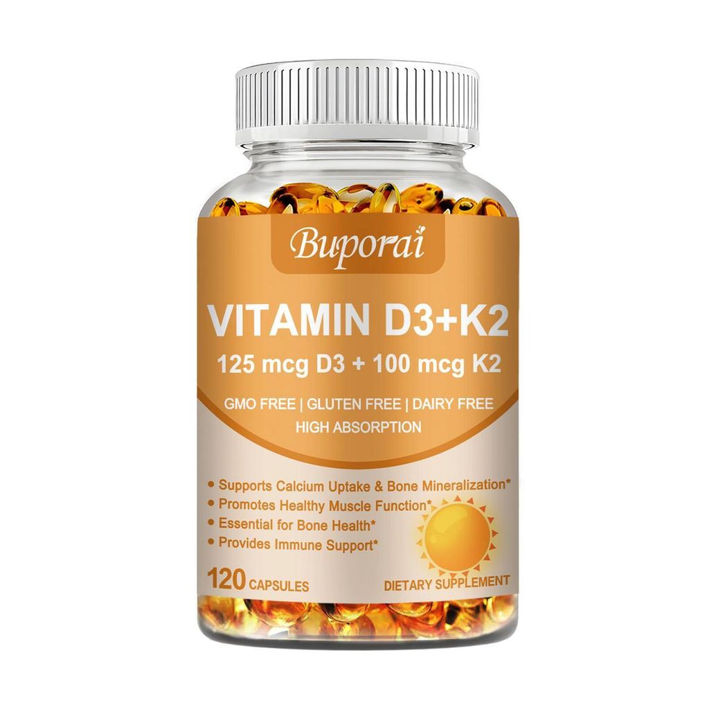 Vitamin D3+K2 (120 Kapseln) Nahrungsergänzungsmittel, Herz, Knochen, Gelenke, Immunsystem