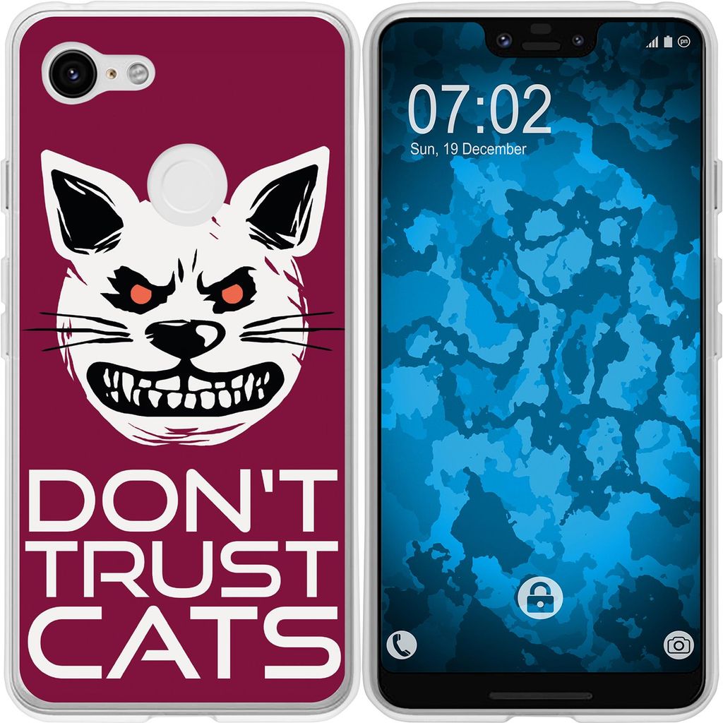 PhoneNatic Case kompatibel mit Google Pixel 3 XL Silikon-Hülle Crazy Animals Katze M1