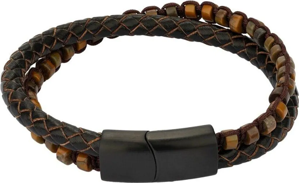Bracelet Radiant RH000317 pour Homme en Cuir Brun Tressé Élégant