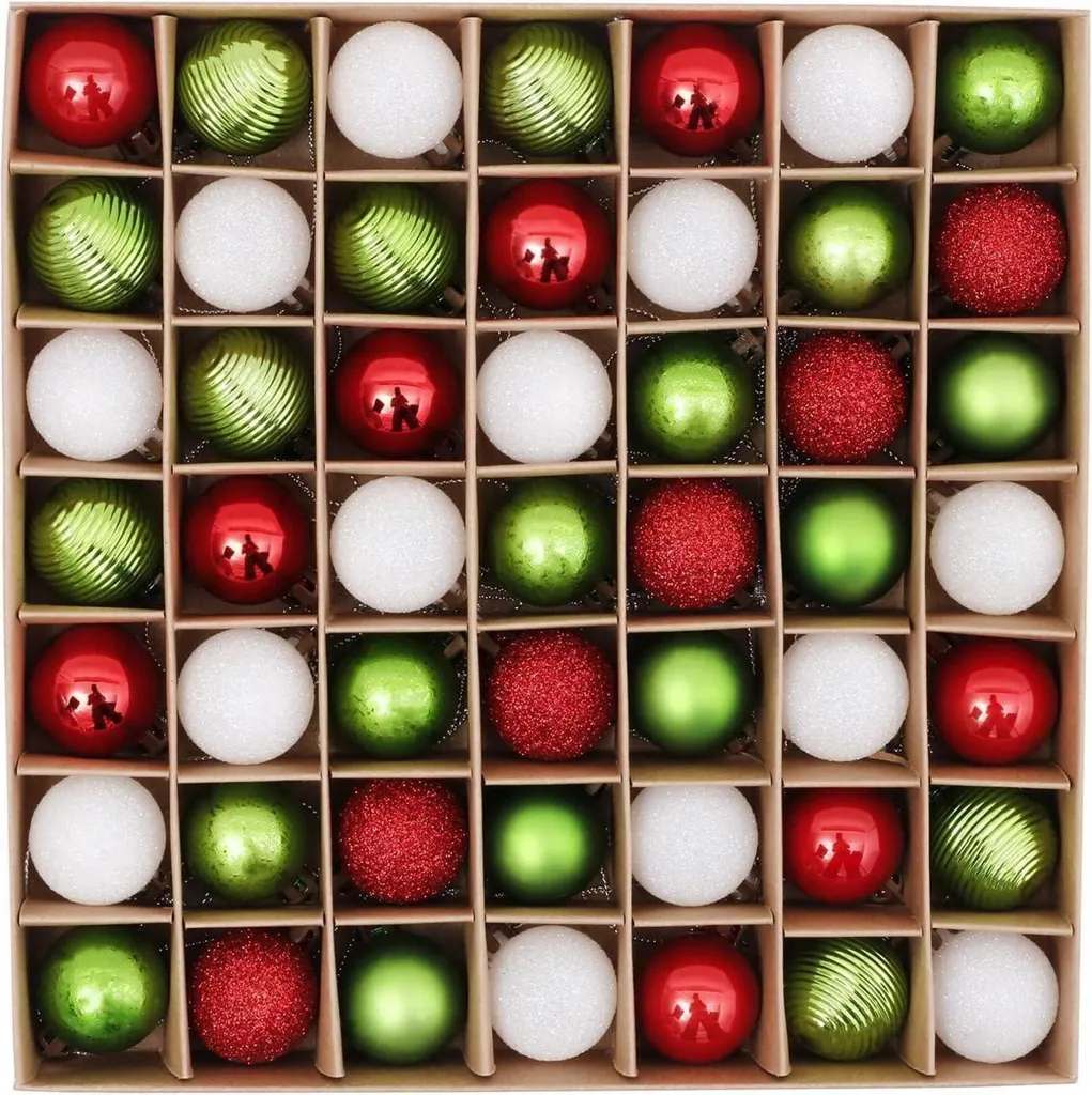 Valery Madelyn 49 Boules de Noël Rouge et Vert pour Sapin Traditionnel