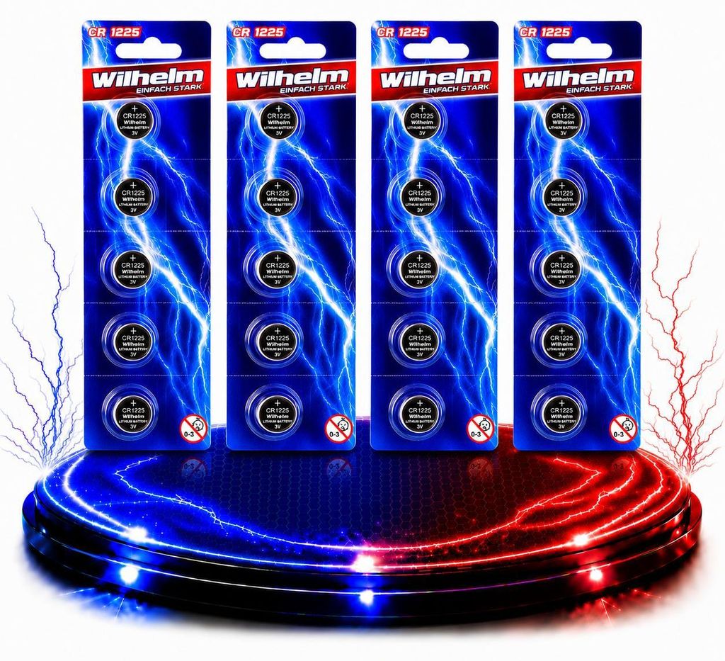 20 x CR1225 WILHELM Lithium Knopfzelle 3V 52 mAh ø12 x 2,5 Produktbild 