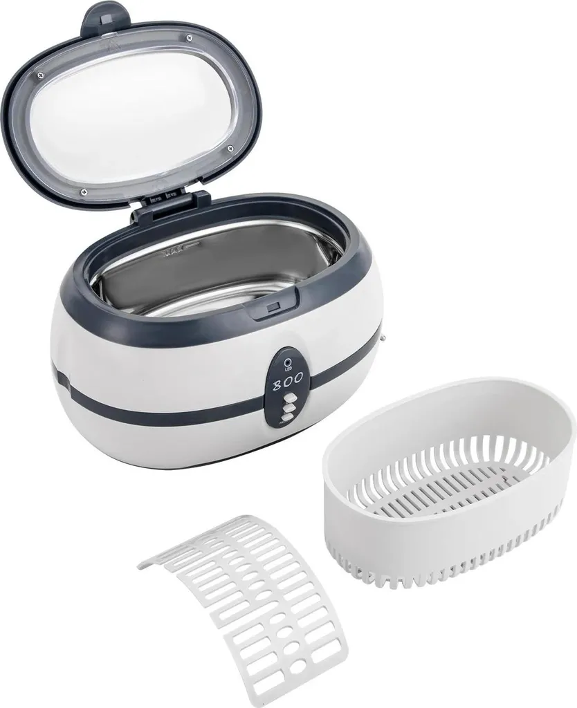 Nettoyeur à ultrasons 600ml en acier inoxydable 304 Blanc 35W 220V