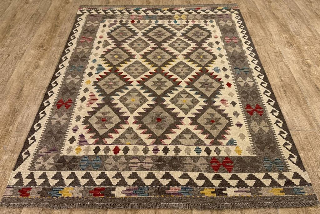 Teppich KELIM ORIGINAL | Farbe: Natur; Größe: 150x194 cm | strapazierfähig und leicht zu reinigen | Wohnzimmer | Schlafzimmer
