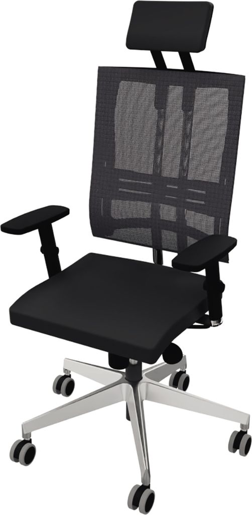 NowyStyl Bürodrehstuhl Net Motion Armlehne Kopfstütze alu/schwarz