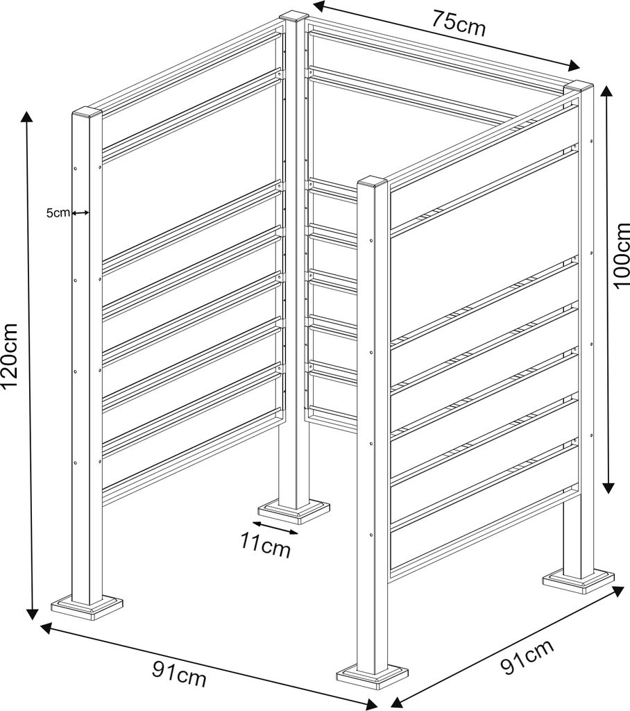 Ohradník na odpadkové koše "Uusikaupunki" ocel 120 x 91 x Obrázek produktu 4