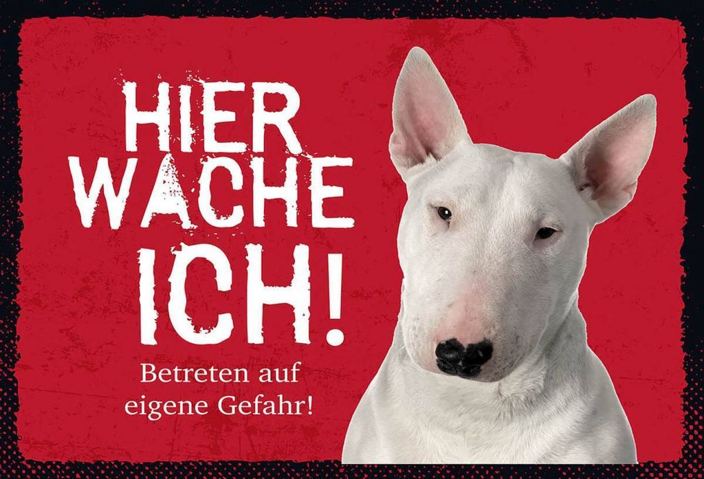 vianmo Holzschild 12x18 cm Bullterrier hier wache eigene Gefahr