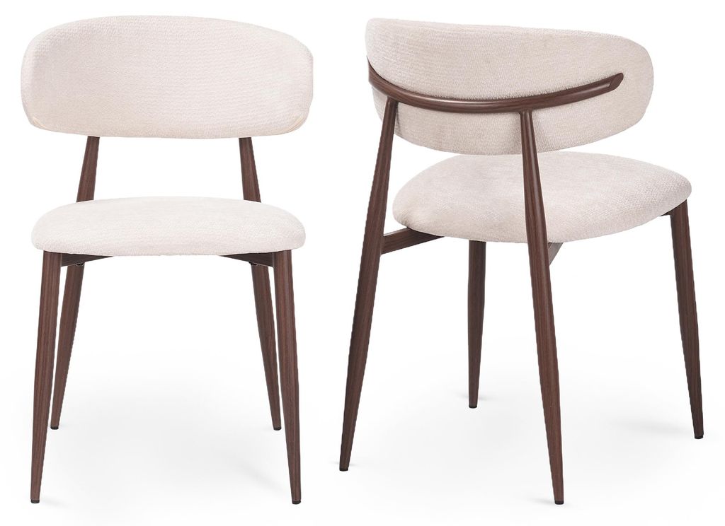 2er Set Esszimmerstuhl Stoff Beige - Beine Dunkle Produktbild 