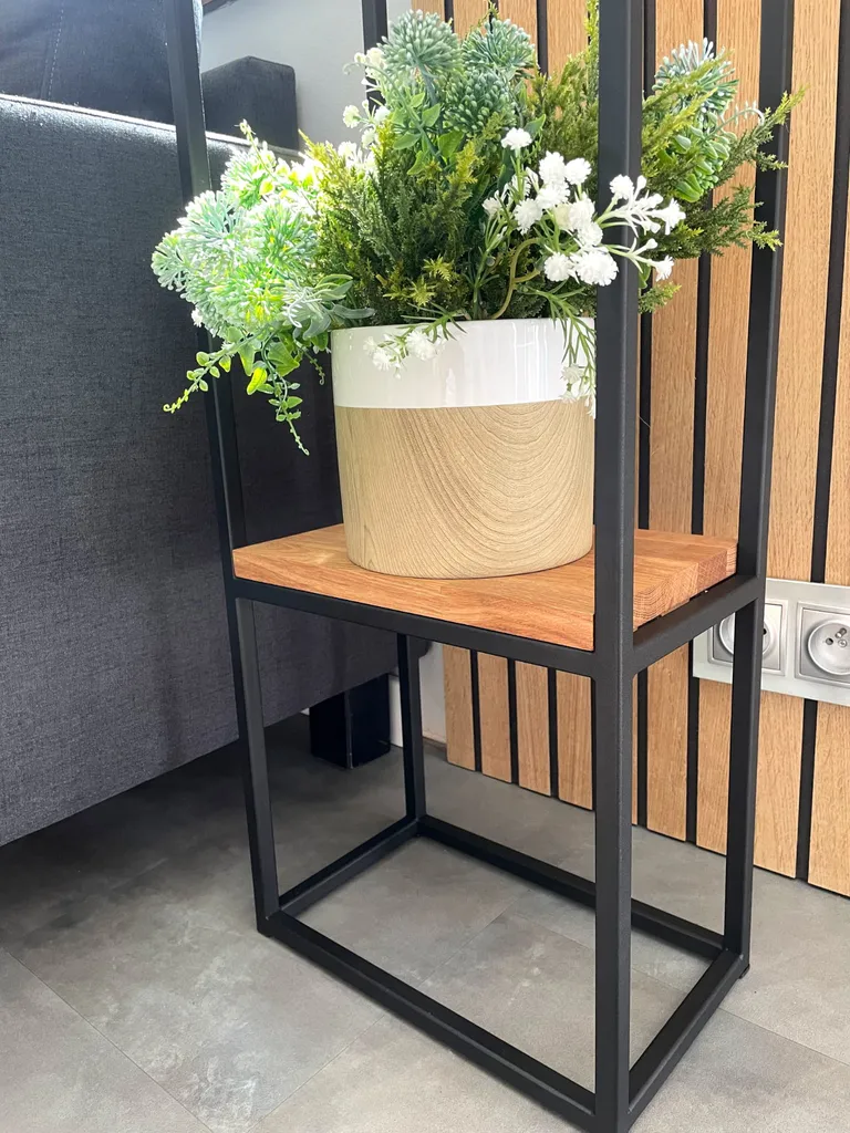 Table console d'entrée bois et métal style industriel avec horloge LOFT - 6