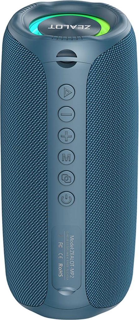 Tragbarer BT-Lautsprecher 52mm Full-Range mit RGB-Lichtern Kabellos für Zuhause/Party/Außenbereich Blau